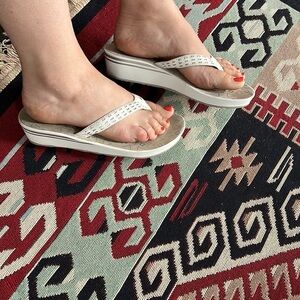 Clarks silver inlay wedge sandals